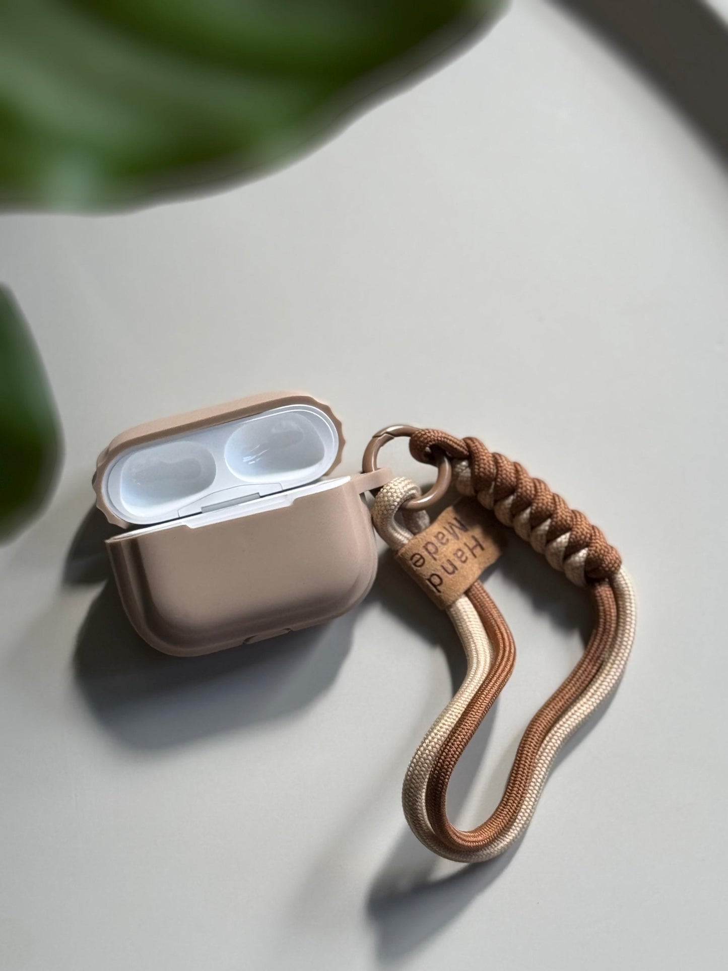 Cream Colour Soft Silicone Airpod Case With Wristband