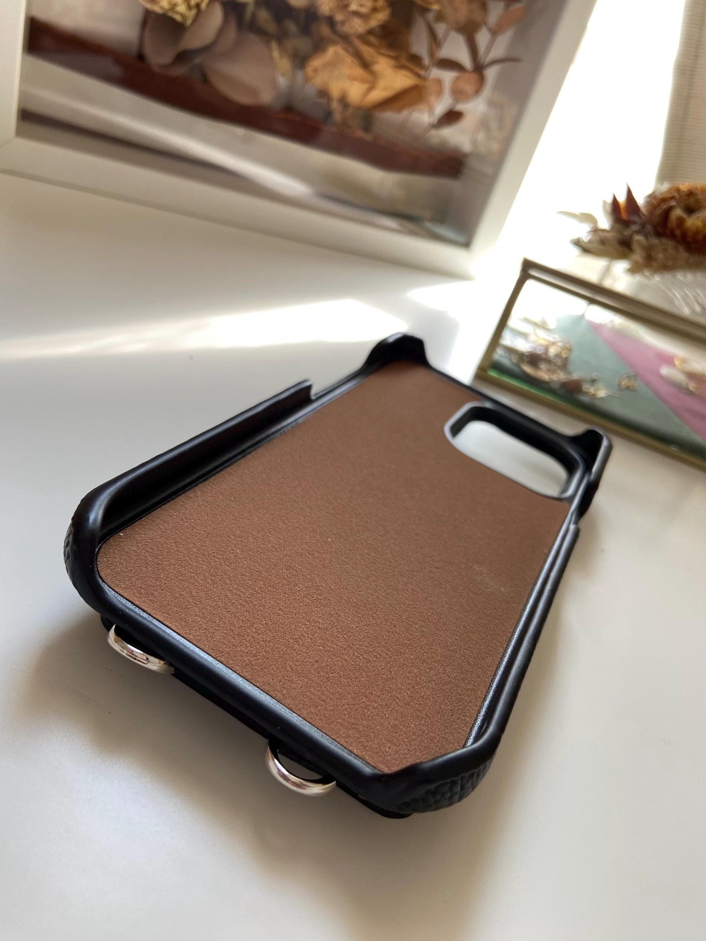 Leather Iphone Case With Wallet and Strap