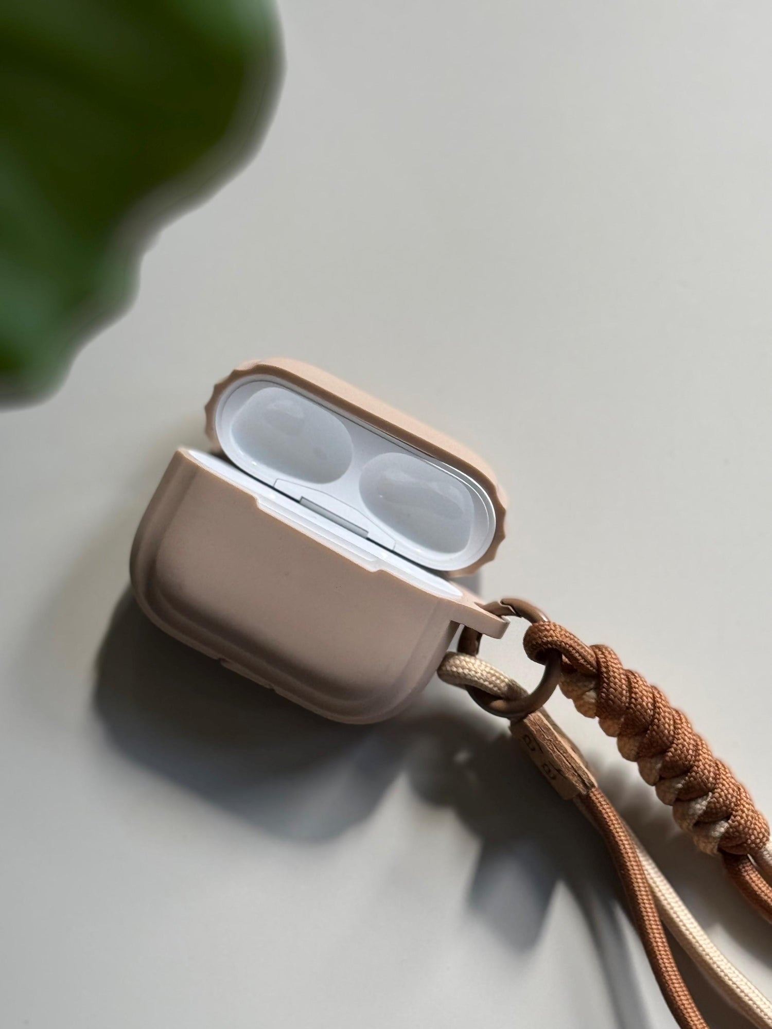 Cream Colour Soft Silicone Airpod Case With Wristband