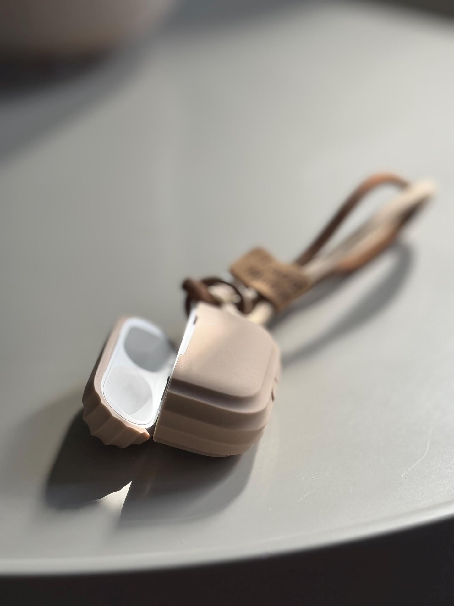 Cream Colour Soft Silicone Airpod Case With Wristband