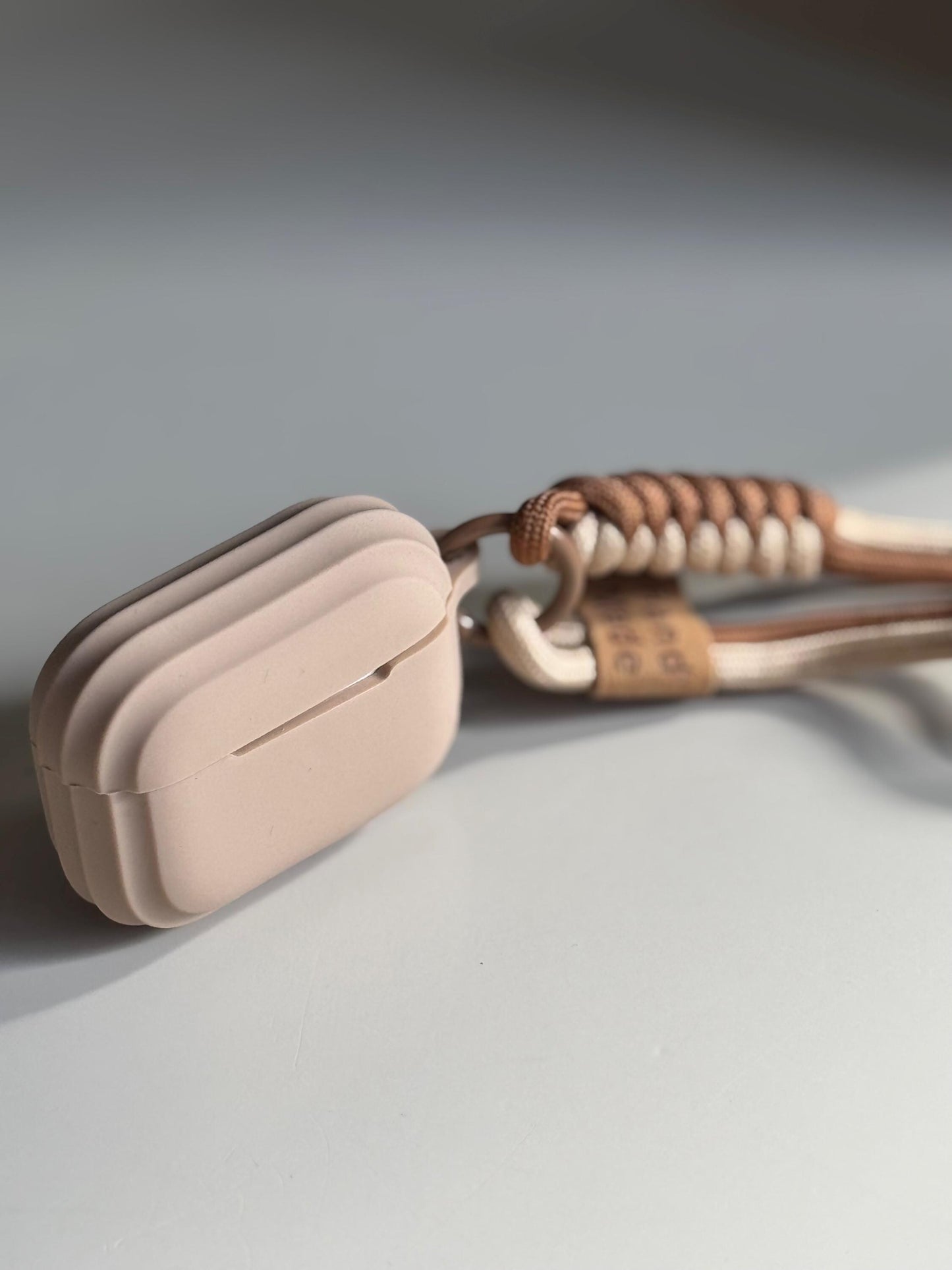 Cream Colour Soft Silicone Airpod Case With Wristband