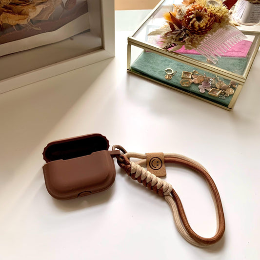 Brown Colour Soft Silicone Airpod Case With Wristband