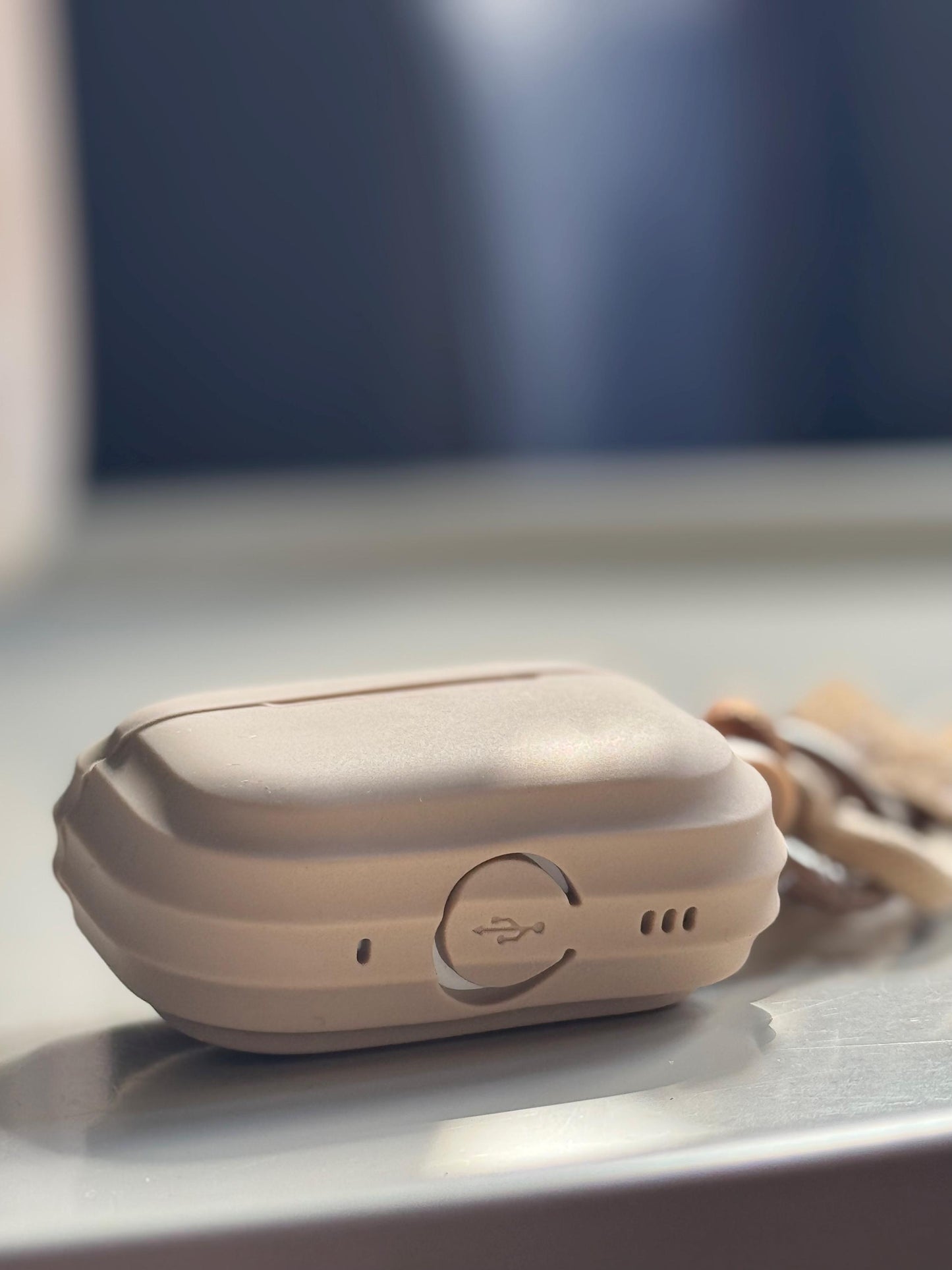 Cream Colour Soft Silicone Airpod Case With Wristband 