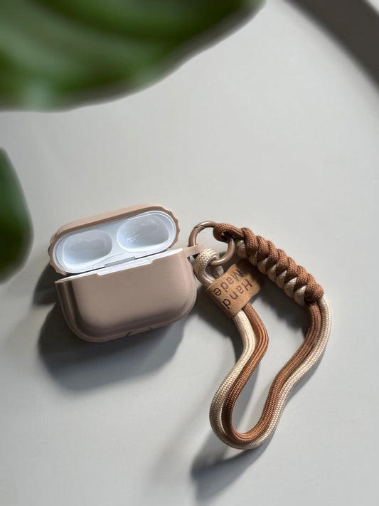 Cream Colour Soft Silicone Airpod Case With Wristband 