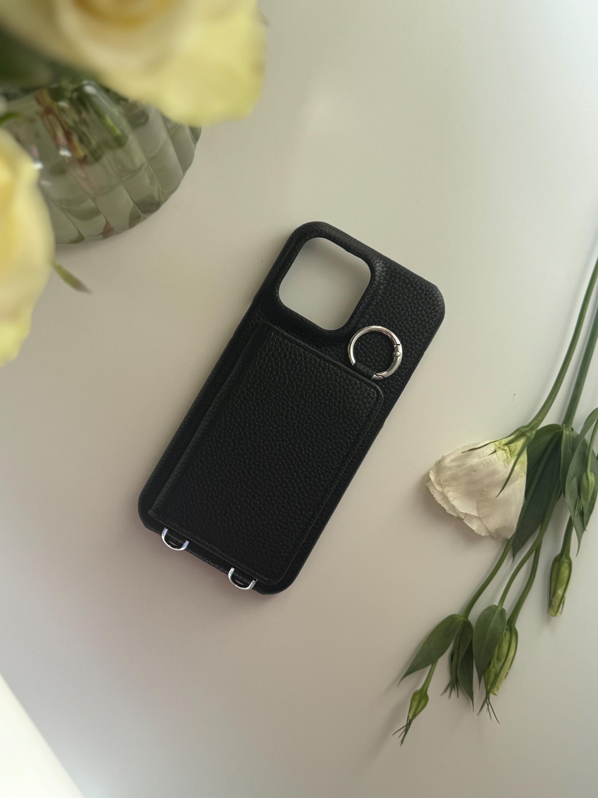 Leather Iphone Case With Wallet and Strap