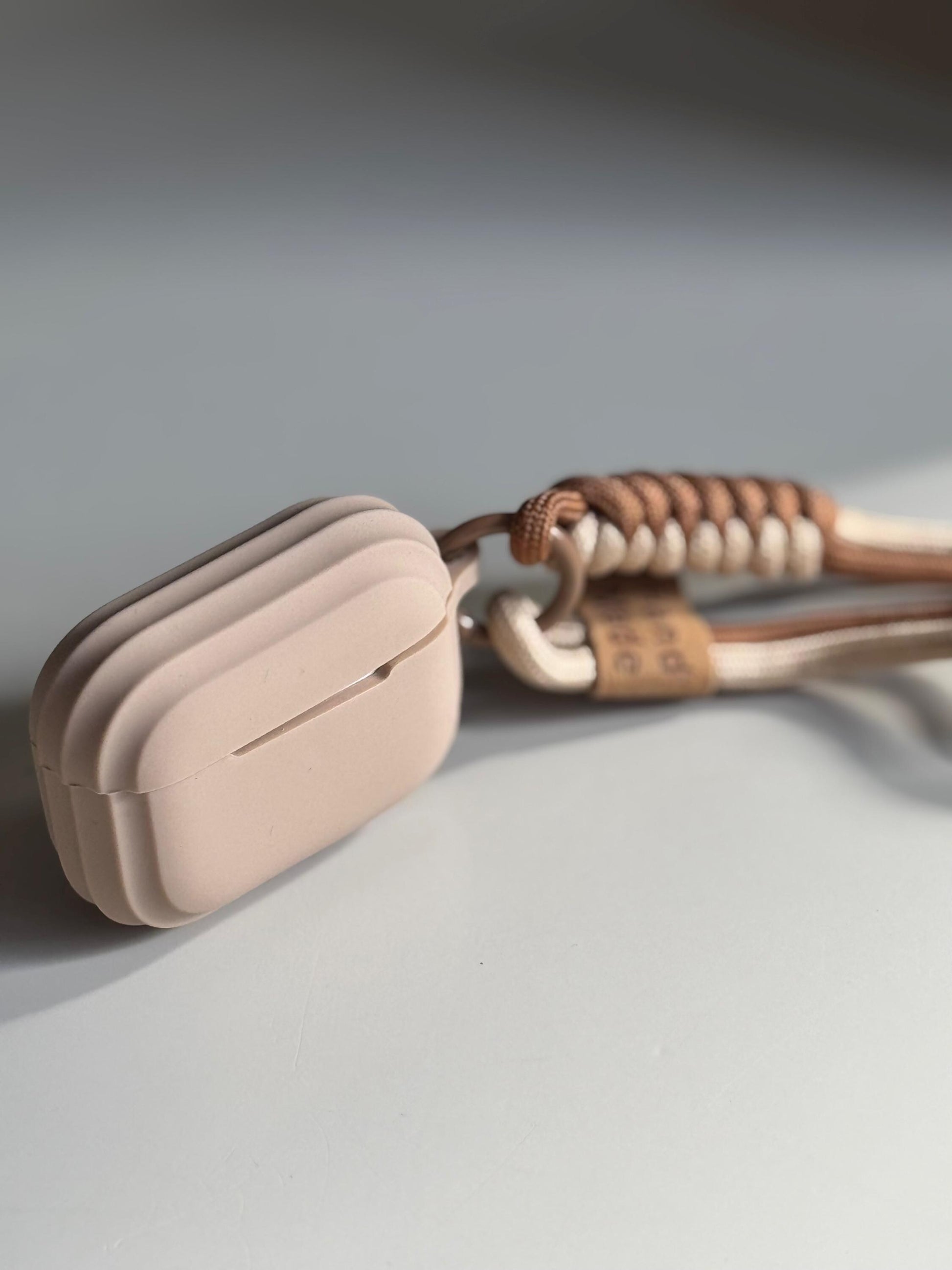 Cream Colour Soft Silicone Airpod Case With Wristband 
